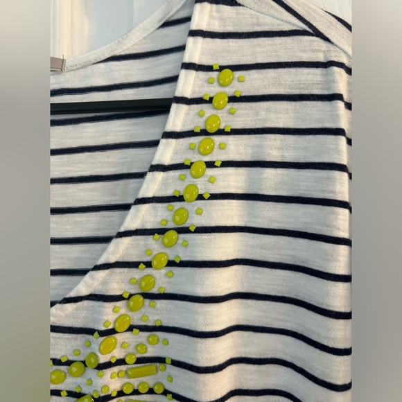 Gap Women’s Black/White Striped Lime Green Bead Studded Modal T-Shirt Top Size M - Picture 4 of 8